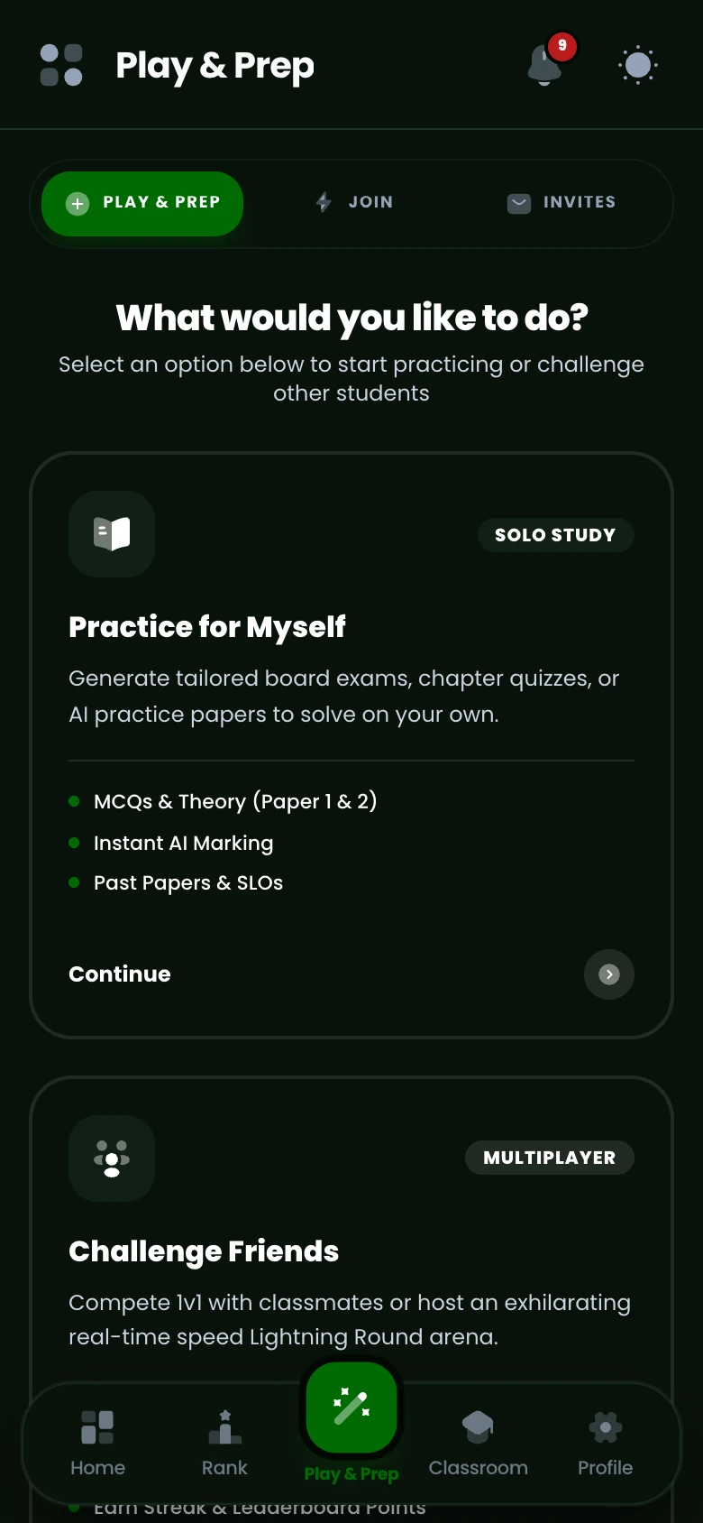 ExBoard AI Generate mobile view dark
