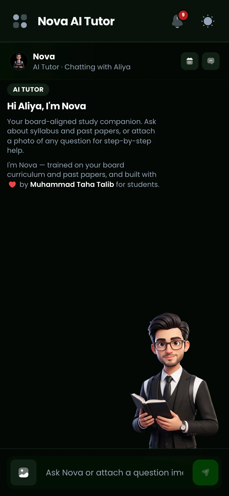 ExBoard AI Nova AI mobile view dark